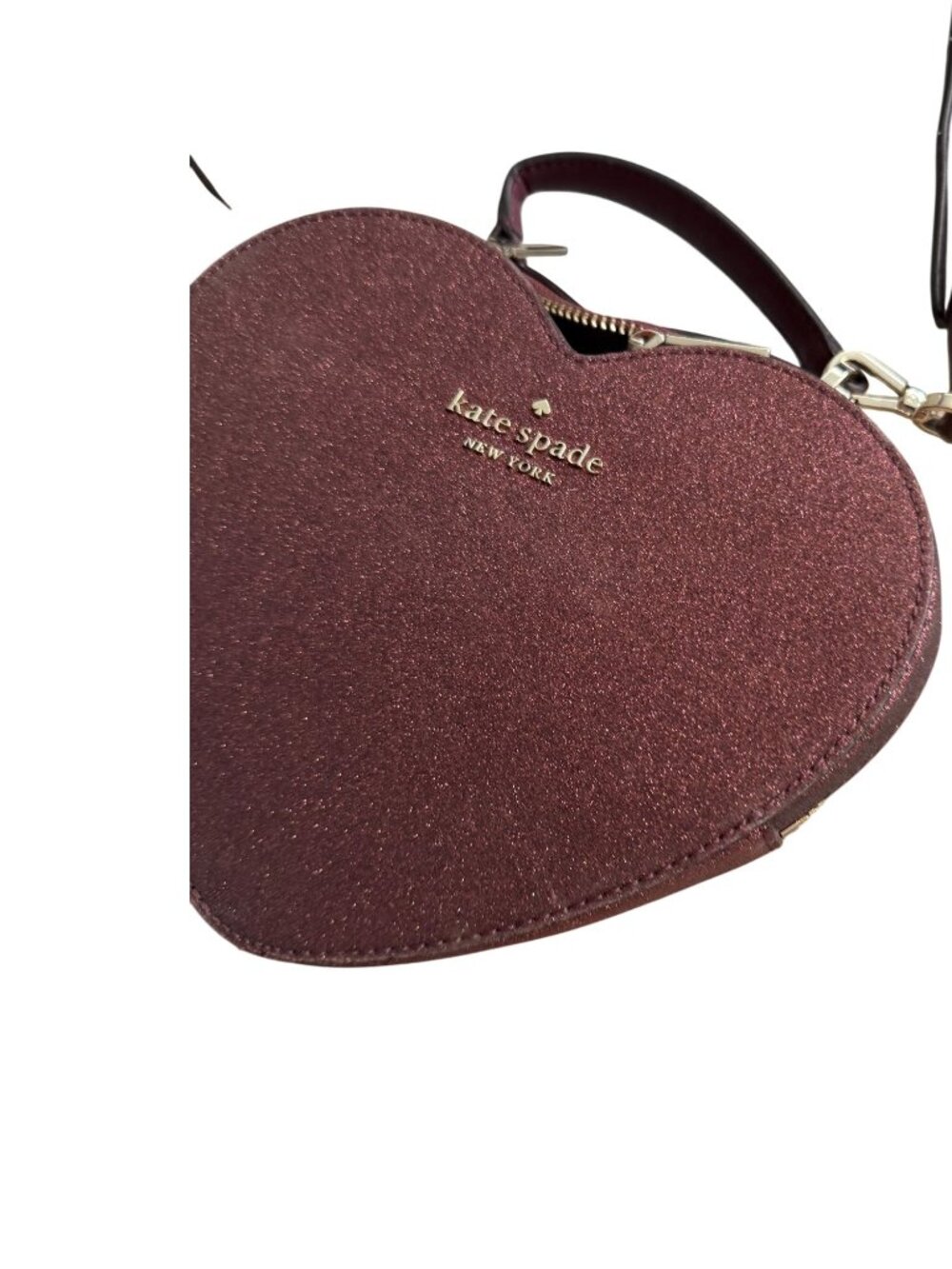 KATE SPADE Burgundy Glitter Love Shack Heart Crossbody Bag - Picture 6 of 14